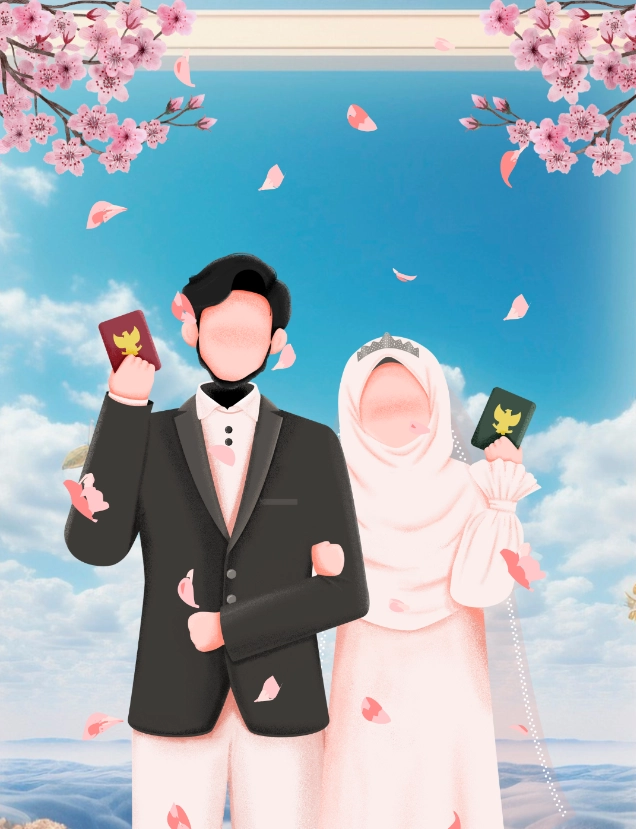 Ilustrasi pasangan pengantin untuk Instagram Filter